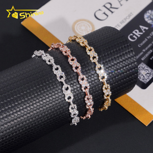 GRA Certificated Moissanite Solid 925 Sterling Silver Gold Plated Iced Out Unisex Hip Hop <b>Infinity</b> VVS Moissanite <b>Bracelet</b> - Product Image 1