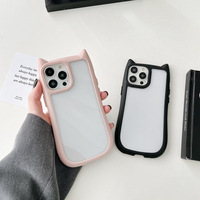 Nueva Funda de Teléfono TPU con Orejas de Gato para iPhone 16 15 Plus 14 Pro Max 12 - Diseño de Oreja de Gato en Forma de Panecillo Acrílico Anticaída 2025