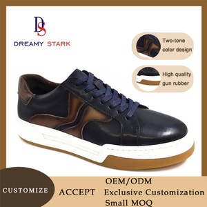 Cow Genuine <b>Leather</b> Two Tone Color Sport Shoes for Men Custom logo Handmade <b>Sneaker</b> Breathable Walking Style Shoes Luxury - Product Image 5