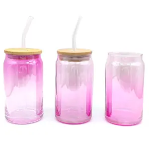 2024 Factory Wholesale Beer Glass 16oz Can 20oz Cola Cup Mason Cup Jars With Bamboo Lid And Straw Set