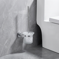 Porte-brosse de toilette en alliage de zinc avec brosse à long manche pour salle de bain, brosse de toilette robuste pour cuvette