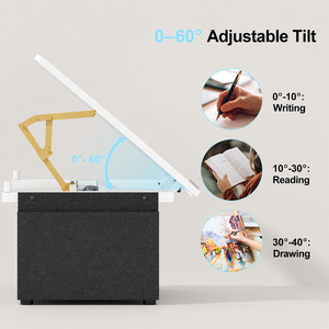 Modern Iron Height Adjustable Drafting Table Tilting <strong>Top</strong> <strong>Rolling</strong> Whiteboard Drawing <strong>Desk</strong> for Artists Designers Sketching Office - Product Image 4