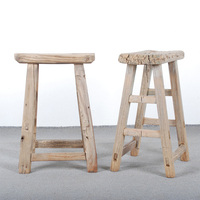 Tabouret carré en bois d'orme massif naturel chinois simple vintage en gros, chaise de salon