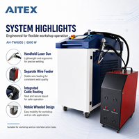 Machine de soudage laser portative refroidie par eau 6000W, soudeuse laser à fibre pour la soudure de plaques en acier au carbone de 12 mm d'épaisseur AH-TW6000