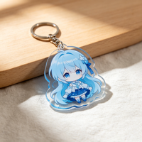 Breloque personnalisée en acrylique pour sac, motif fille anime Kawaii, avec fermoir mousqueton