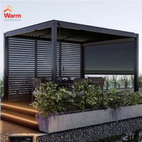 Auvent mural Pergola 3*3/ 3*4/ 4*4/ 4*6 Gazebo en alliage d'aluminium Pergola à revêtement par poudre Gazebo Pavillon de lumière LED personnalisé