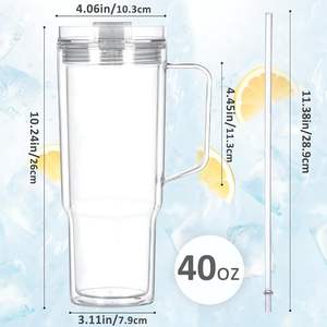 <strong>Wholesale</strong> Bulk Plastic Can Mugs 40oz Leakproof clear Double Wall Acrylic <strong>Snow</strong> <strong>Globe</strong> Tumblers with Handle for Beverages Juice - Product Image 4