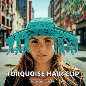 Pinzas para el pelo de acetato turquesa para mujer al por mayor, ajustables, antideslizantes, grandes, resistentes, para uso diario, a la moda - Product Image 2