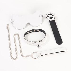 Ensemble rose avec cache-yeux oreilles de chat, collier, laisse et baguette pour femmes, jouets de jeu de rôle - Product Image 3