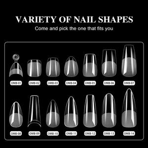 504 <span class=keywords><strong>Uñas</strong></span> Postizas en Forma de Almendra y Ataúd para Extensión de <span class=keywords><strong>Uñas</strong></span> DIY, Semi-Mate, Cobertura Completa, Acrílicas Transparentes - Product Image 5