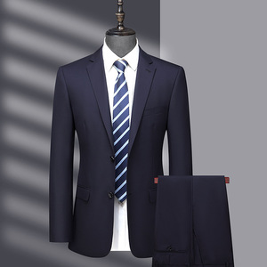 Ensemble de costume homme de haute qualité, uni, à simple boutonnage, coupe ajustée, anti-plis, 3 pièces, pour affaires et occasions décontractées - Product Image 1