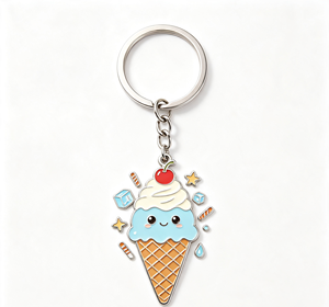 Custom Kawaii Ice Cream Keychain Enamel Metal Key <b>Ring</b> <b>Cartoon</b> Dessert Pendant Gift Souvenir - Product Image 4