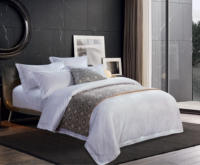 Ensemble de draps de lit minimaliste de haute qualité d'usine, taille Queen, literie d'hôtel, drap-housse uni tissé sur mesure, ensemble de couette 4 pièces
