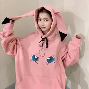 Customization cute hoodies for girls heavy cotton warm kawaii clothes bunny ears hoodie