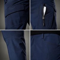 Pantalon cargo robuste pour homme, bleu marine, multi-poches, utilitaire, pour la randonnée en extérieur, vêtements de travail, poche zippée, coupe droite, OEM ODM