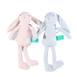 Wholesale Custom OEM 45cm Long Ear Stripe Rabbit Easter Bunny Stuffed Toy Baby Soothing Soft Cute Plush Stuffed Animal Doll