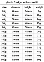 Échantillon gratuit 30ml 50ml 100ml 150ml pot de stockage de thé PET transparent emballage de poudre de bonbon grain