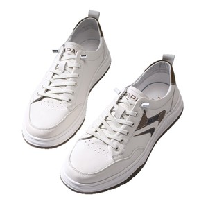 Papai – Baskets basses en cuir véritable pour homme, semelle épaisse de 30 mm, amortie, avec impression cuir et semelle en caoutchouc, chaussures de loisirs blanches - Product Image 5