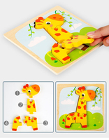 Mainan bayi blok Puzzle permainan bayi hewan Puzzle Jigsaw yang cocok mainan anak edukasi kayu anak-anak kartun 3D Puzzle untuk anak-anak