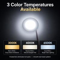 Projecteur LED encastré 12V ECE R10 3W, 3 températures de couleur (3000K, 4000K, 6500K) avec fixation par clip à ressort pour camping-car, fourgonnette, camion, bateau, blanc