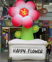 Décorations de bâtiment d'extérieur, forme debout, différentes tailles, fleurs colorées, gonflables publicitaires