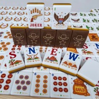 Set Mahjong Koboi Amerika, Tema Barat Cokelat untuk Liburan Natal, Grosir Logo Kustom Klub Hadiah Pesta Rumah Desain Ubin Retro 5