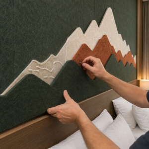 Panneaux acoustiques muraux en feutre <span class=keywords><strong>de</strong></span> polyester PET en forme <span class=keywords><strong>de</strong></span> montagne personnalisés pour la tête <span class=keywords><strong>de</strong></span> <span class=keywords><strong>lit</strong></span> des chambres d'hôtel - Product Image 6