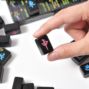 Tuiles de Mahjong Américaines Noires Pliables et Portables à 4 Couches avec Motif Personnalisé, 160 Tuiles en Mélamine, Idées Cadeaux de Luxe - Product Image 5