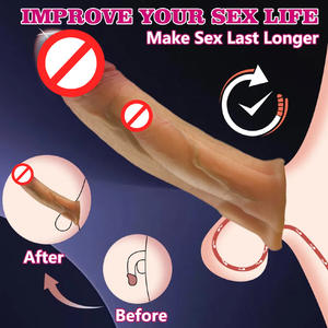 Funda Extensora <span class=keywords><strong>de</strong></span> Pene Reutilizable <span class=keywords><strong>de</strong></span> Silicona Preservativos Juguetes Sexuales para Hombres - Product Image 6