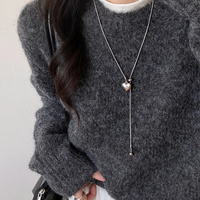 Collier pendentif cœur à longue chaîne réglable pour femme Bijoux de chaîne de chandail d'hiver Punk Rock