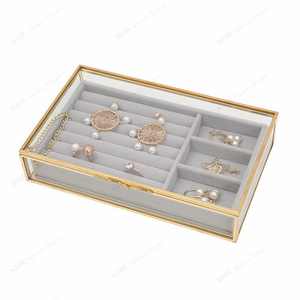 Rose Copper Brass Frame Elegant Glass Jewel Box Trinket Glass Box