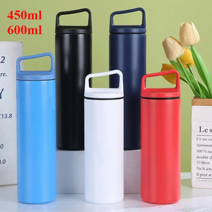 Bouteille d'eau isotherme en acier inoxydable 304 de 450 ml et 600 ml, tasse droite mate avec couvercle à poignée de transport pour les voyages en extérieur - Product Image 6
