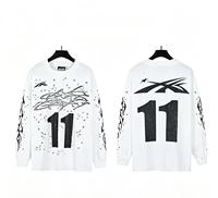 T-shirts amples en coton imprimé, hauts de mode en gros, t-shirts personnalisés à manches longues pour hommes
