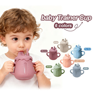 Cangkir Susu Bayi dengan Sedotan, Ramah Lingkungan, Silikon Bebas BPA, Anti Bocor, Dapat Digunakan Kembali, Cangkir Latihan Klasik untuk Bayi 6+ - Product Image 1