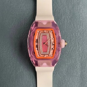 Montre mécanique automatique à tourbillon, ultra-légère, de qualité supérieure, luxueuse et noble, avec boîtier transparent en cristal rose, très vendue - Product Image 2