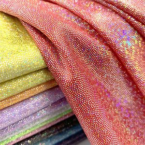 Glitter Laser Polyester <strong>Fabric</strong> Holographic Spandex <strong>Fabric</strong> Iridescent Stage Background Decor Crafts Costume Material DIY
