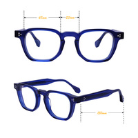 Monture optique en acétate bleu de haute qualité, épaisse, avec charnière solide, style vintage rétro, en stock, montures de lunettes en acétate