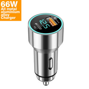 ที่ชาร์จไฟในรถทำจากโลหะทั้งหมด66W อะแดปเตอร์ USB <span class=keywords><strong>2</strong></span>พอร์ตคู่ชนิด C สำหรับชาร์จสถานีชาร์จในรถยนต์สินค้าออกใหม่ - Product Image 1