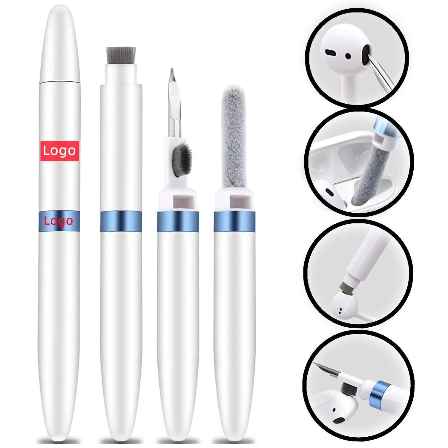 Custom Logo Multi Use 4 in 1 Wireless Earbuds Headphone Cleaning Tool Brush Cleaner Kit for Airpod Earbuds Cleaning Pen Brush