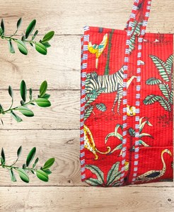 Indian Cotton Quilted Tote <b>Bag</b> Eco Friendly Lightweight Fashion Design Winter/Spring Season Large Laptop <b>Bag</b> - Product Image 2