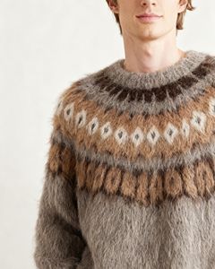 Мужской зимний свитер с узором «Остров» на заказ, дышащий пушистый Жаккардовый трикотажный свитер из смеси шерсти альпаки - Product Image 1