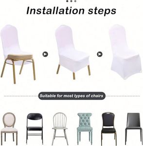 Funda de Silla Ajustable, Decorativa, Elástica, de Spandex, para Fiestas, Eventos, Banquetes, Bodas, Blanca, Lisa - Product Image 3