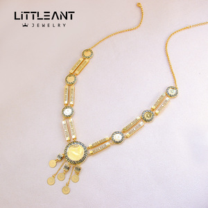 Dubai classico oro 24K placcato rotondo Lira gioielli con disegno scavato collana lunga per <span class=keywords><strong>la</strong></span> signora - Product Image 5