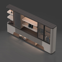 Bureau de direction moderne en bois, extensible et modulaire, avec rangement pour dossiers et bibliothèque
