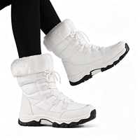 Bottes de neige hautes pour femme, mi-mollet, avec doublure en coton, semelle intérieure en EVA, confortables, imperméables, chaudes et rehaussantes