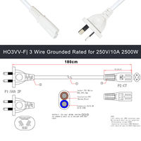 Cordon d'alimentation CA robuste SAA vers prise BS IEC C7, rallonge électrique 250V pour appareils électroménagers, noir