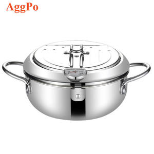 Deep Fryer <strong>Pot</strong> Stainless Steel Japanese Stile Frying <strong>Pot</strong> with Temperature Control and Oil Filter Rack Lid for French Fries <strong>Fish</strong> - Product Image 1