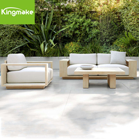 4 PCS Luxe Cour Terrasse Extérieur Jardin Hôtel Teck Loisirs Canapé en L avec Table Basse