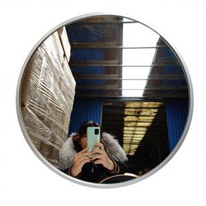 Specchio da Parete Rotondo Grande con Cornice in Metallo Effetto Ottone 2025, Decorazione Circolare in Lega di Alluminio - Product Image 5