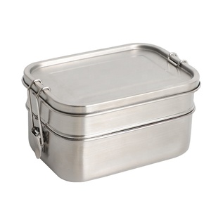 Nicety Hot Sale Custom Stainless Steel Lunch <strong>Box</strong> Portable Bento square 2 Layers Lunch <strong>Box</strong> <strong>Waterproof</strong> <strong>Storage</strong> <strong>Box</strong> for School - Product Image 1
